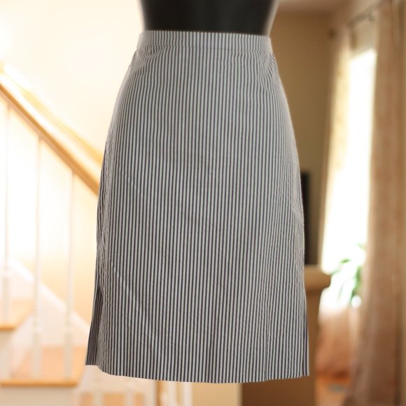 J Crew Blue and White Vertical Striped Skirt - Picture 1 of 5